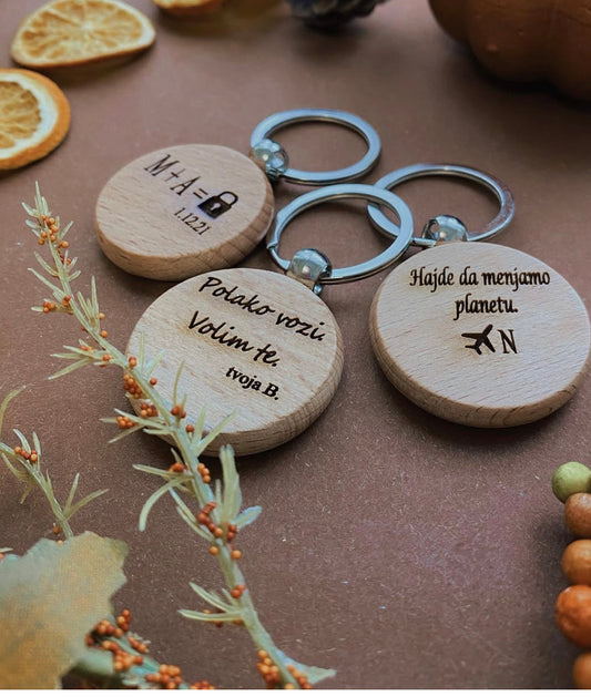 Drveni privjesak za ključeve ROUND
