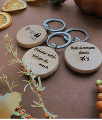 Drveni privjesak za ključeve ROUND