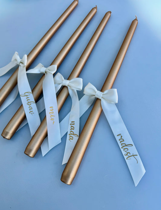 Adventske svijeće s mašnom MAT zlatna/bronca