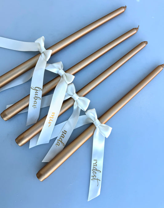 Adventske svijeće s mašnom MAT zlatna/bronca